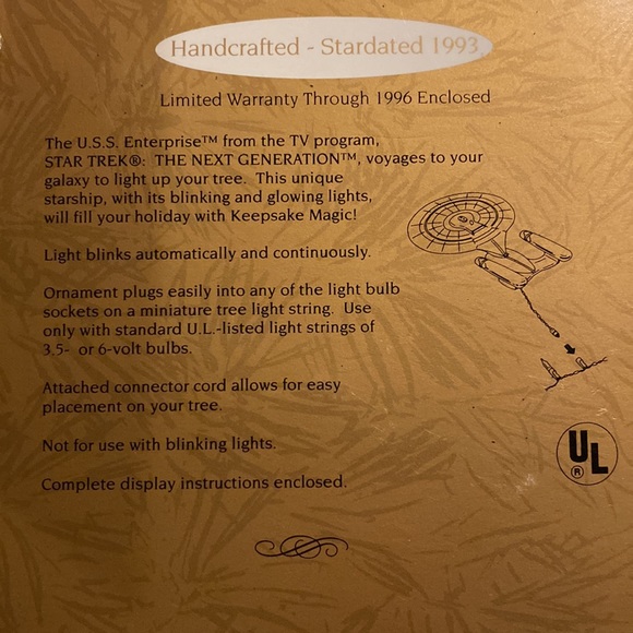 Vintage 1993 Hallmark USS Enterprise Next Generation - Picture 5 of 6